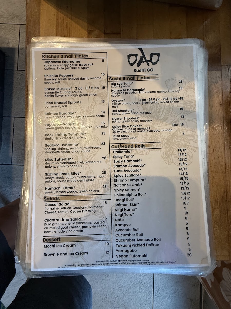 Menu Oao Sushi Go-2